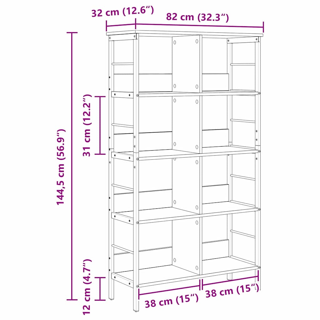 Boekenkast Gerookt eiken 82 x 32 x 144,5 cm Bewerkt hout is nu te koop bij PeponiXL, paradijselijk wonen!