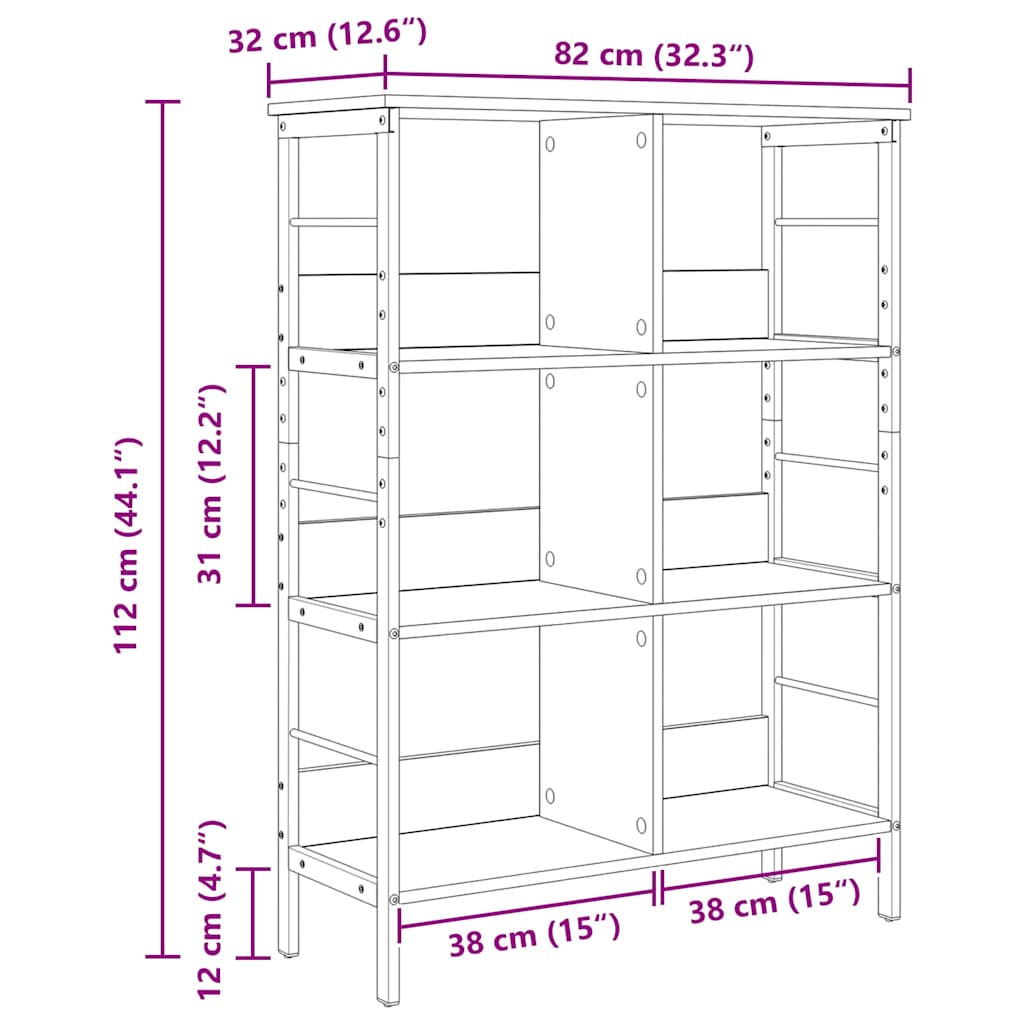 Boekenkast Grijs Sonoma 82 x 32 x 112 cm Bewerkt hout is nu te koop bij PeponiXL, paradijselijk wonen!