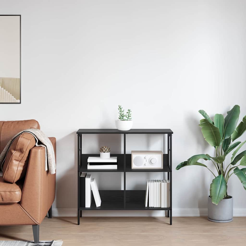 Boekenkast Zwart Eiken 82 x 32 x 79 cm Bewerkt hout is nu te koop bij PeponiXL, paradijselijk wonen!