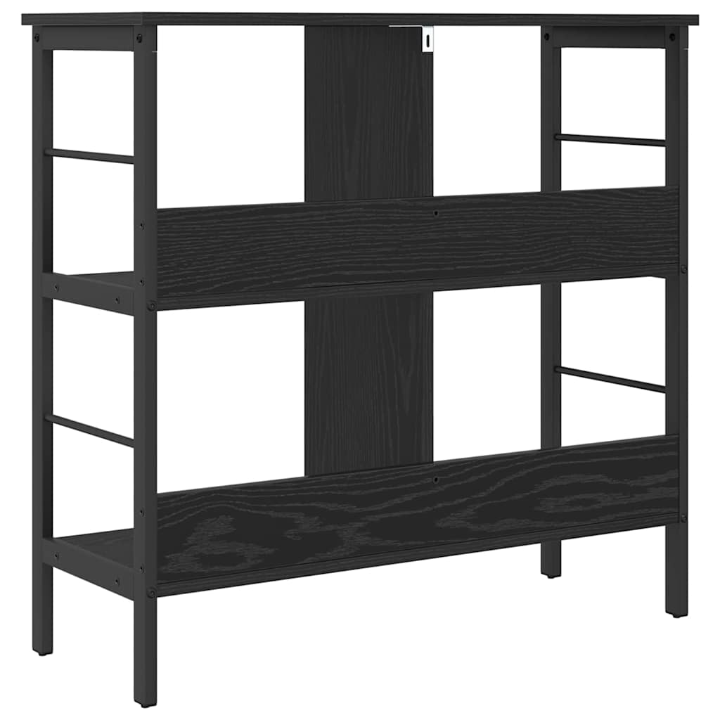 Boekenkast Zwart Eiken 82 x 32 x 79 cm Bewerkt hout is nu te koop bij PeponiXL, paradijselijk wonen!