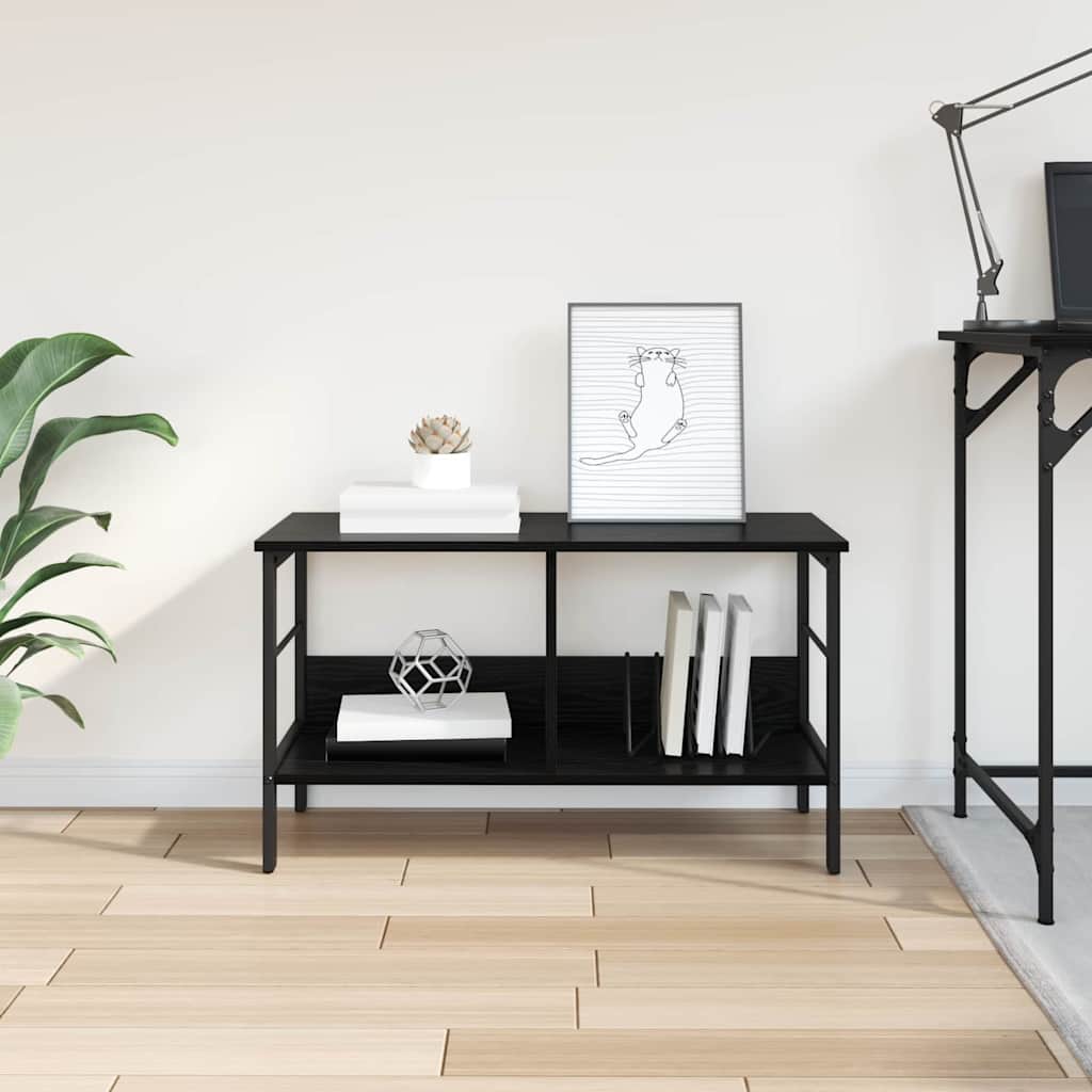 Boekenkast Zwart Eiken 82 x 32 x 47 cm Bewerkt hout is nu te koop bij PeponiXL, paradijselijk wonen!