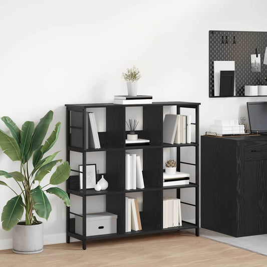 Boekenkast Zwart Eiken 102 x 32 x 104,5 cm Bewerkt hout is nu te koop bij PeponiXL, paradijselijk wonen!