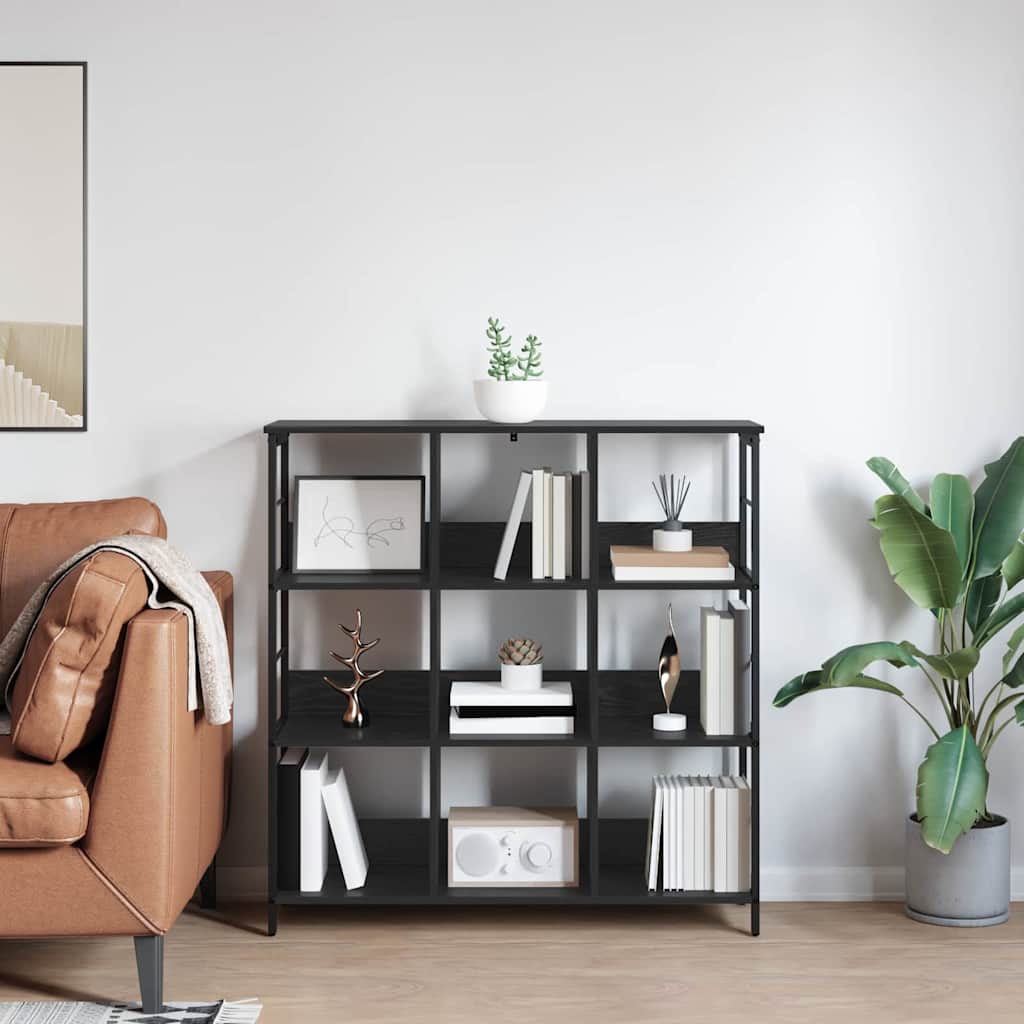 Boekenkast Zwart Eiken 102 x 32 x 104,5 cm Bewerkt hout is nu te koop bij PeponiXL, paradijselijk wonen!