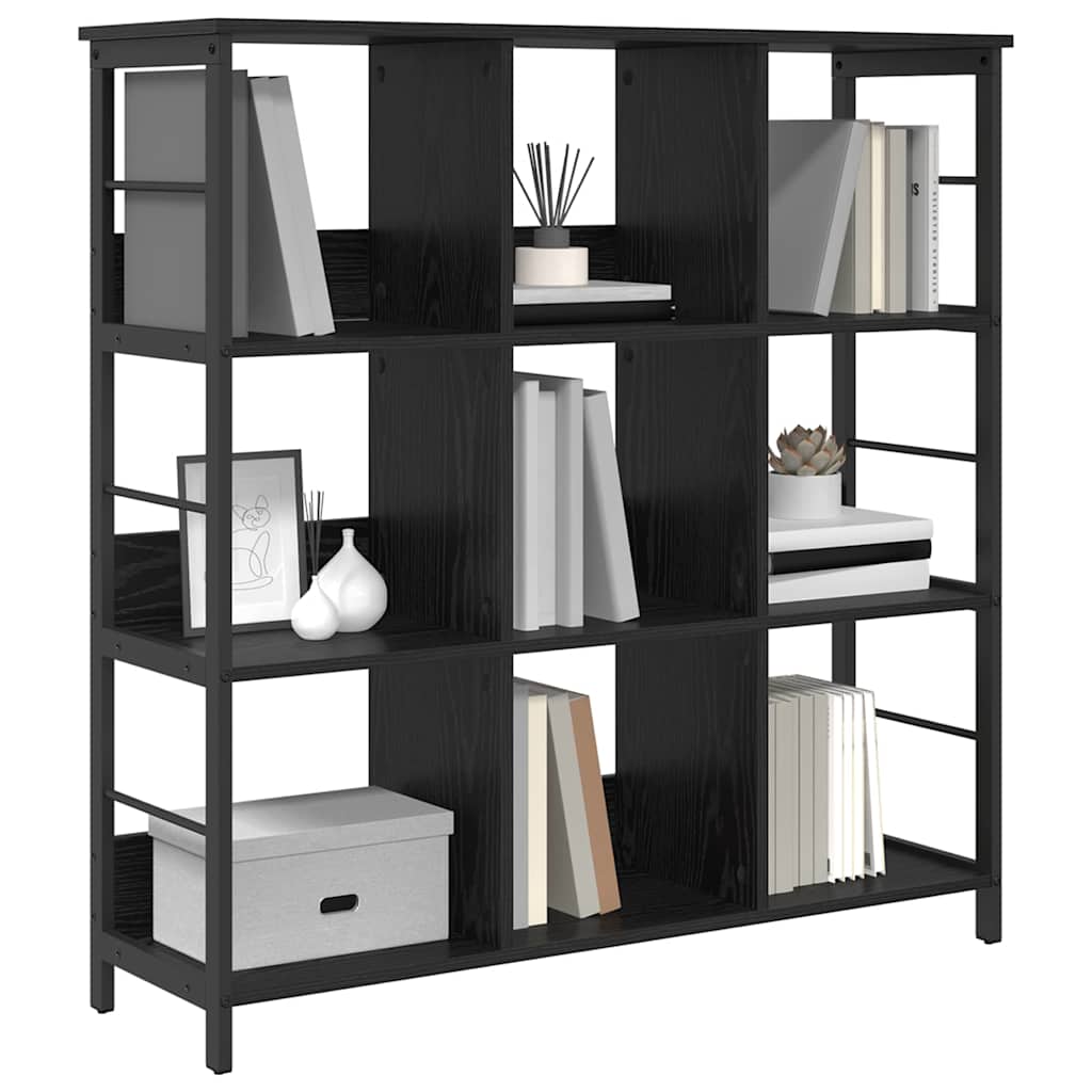 Boekenkast Zwart Eiken 102 x 32 x 104,5 cm Bewerkt hout is nu te koop bij PeponiXL, paradijselijk wonen!