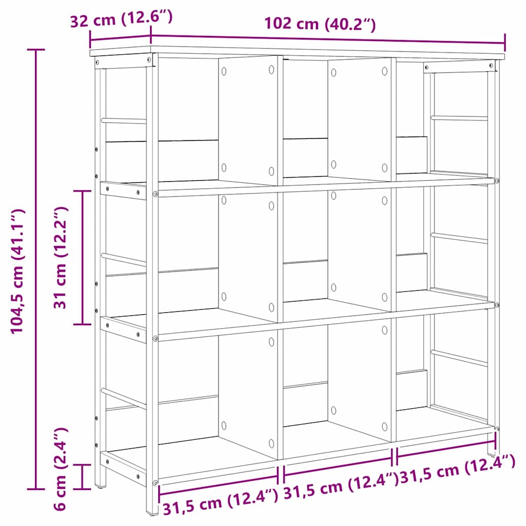 Boekenkast Sonoma Eiken 102 x 32 x 104,5 cm Bewerkt hout is nu te koop bij PeponiXL, paradijselijk wonen!