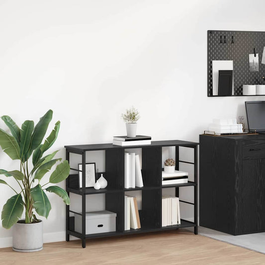Boekenkast Zwart Eiken 102 x 32 x 72,5 cm Bewerkt hout is nu te koop bij PeponiXL, paradijselijk wonen!
