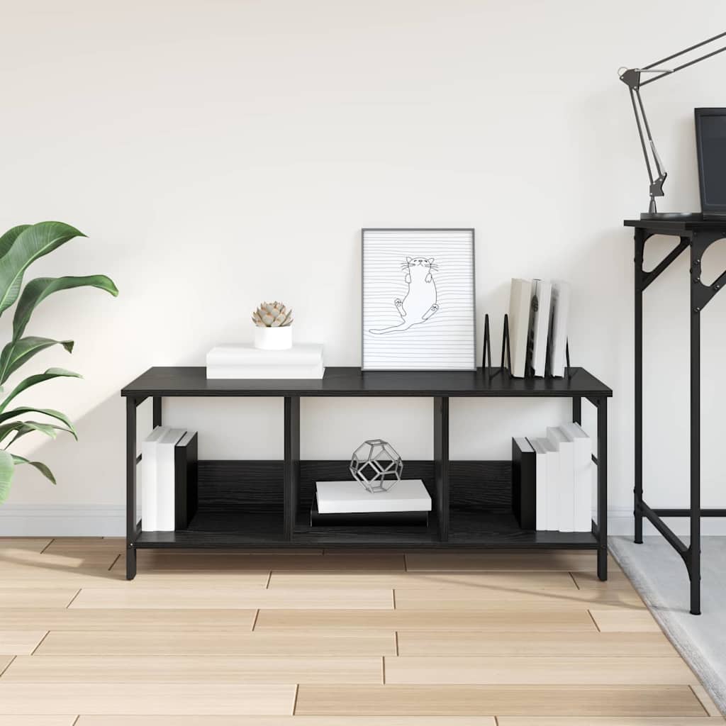 Boekenkast Zwart Eiken 102 x 32 x 40,5 cm Bewerkt hout is nu te koop bij PeponiXL, paradijselijk wonen!