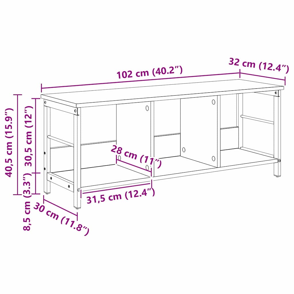 Boekenkast Zwart Eiken 102 x 32 x 40,5 cm Bewerkt hout is nu te koop bij PeponiXL, paradijselijk wonen!