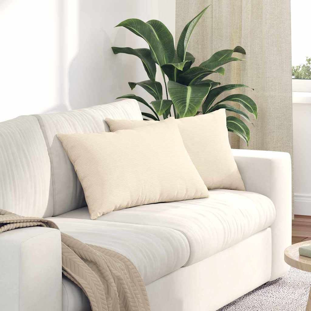 Sofa Kussens 2 stuks Crème 60 x 40 cm Cordstof is nu te koop bij PeponiXL, paradijselijk wonen!