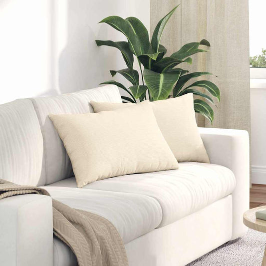 Sofa Kussens 2 stuks Crème 60 x 40 cm Cordstof is nu te koop bij PeponiXL, paradijselijk wonen!