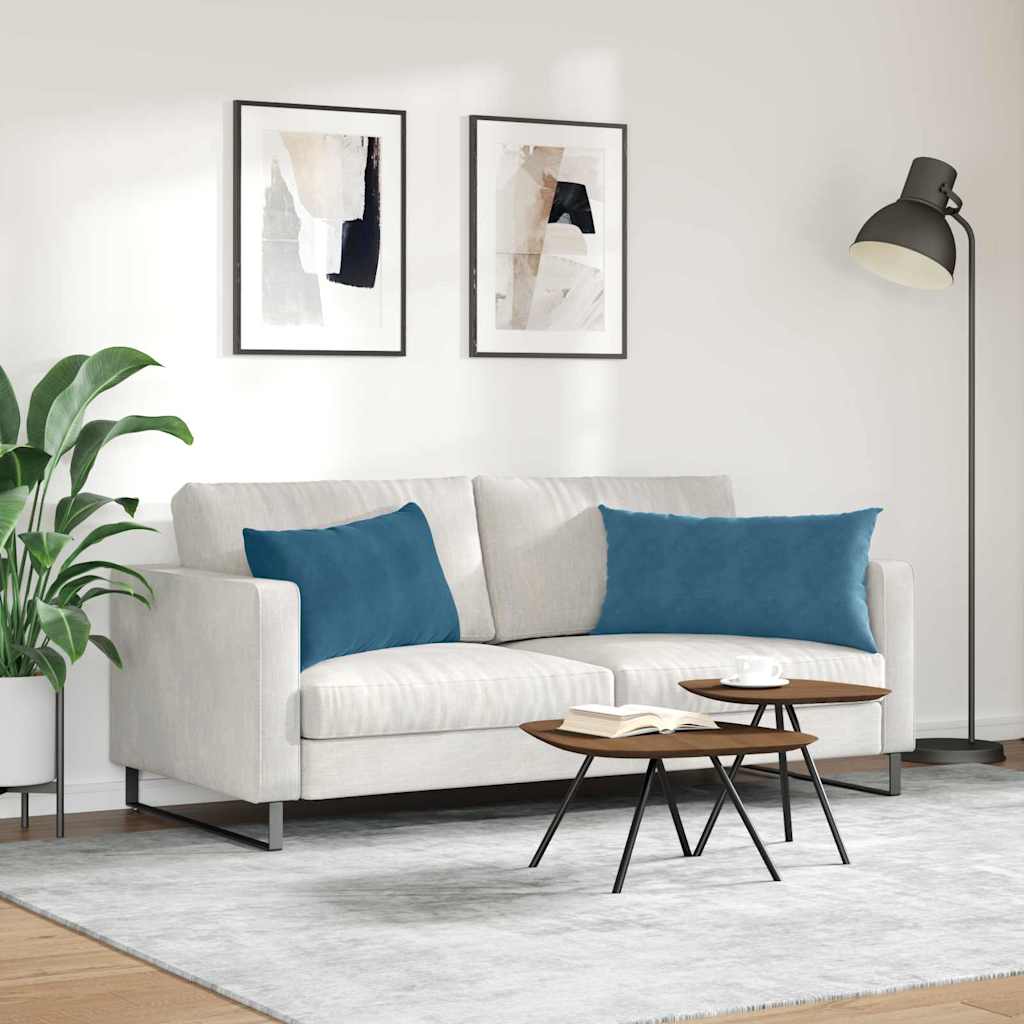 Sofa Kussens 2 stuks Blauw 80 x 40 cm Cordstof is nu te koop bij PeponiXL, paradijselijk wonen!