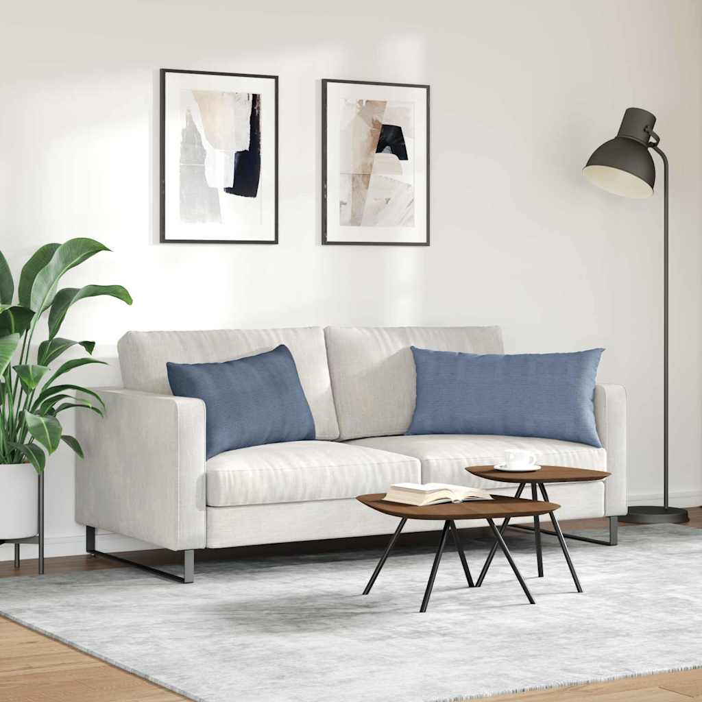 Sofa Kussens 2 stuks Blauw 80 x 40 cm Cordstof is nu te koop bij PeponiXL, paradijselijk wonen!