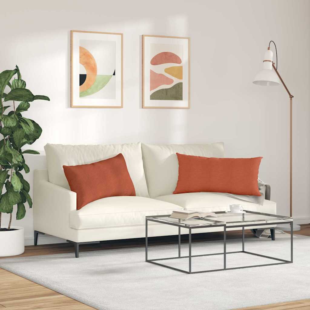 Sofa Kussens 2 stuks Rood-oranje 80 x 40 cm Cordstof is nu te koop bij PeponiXL, paradijselijk wonen!