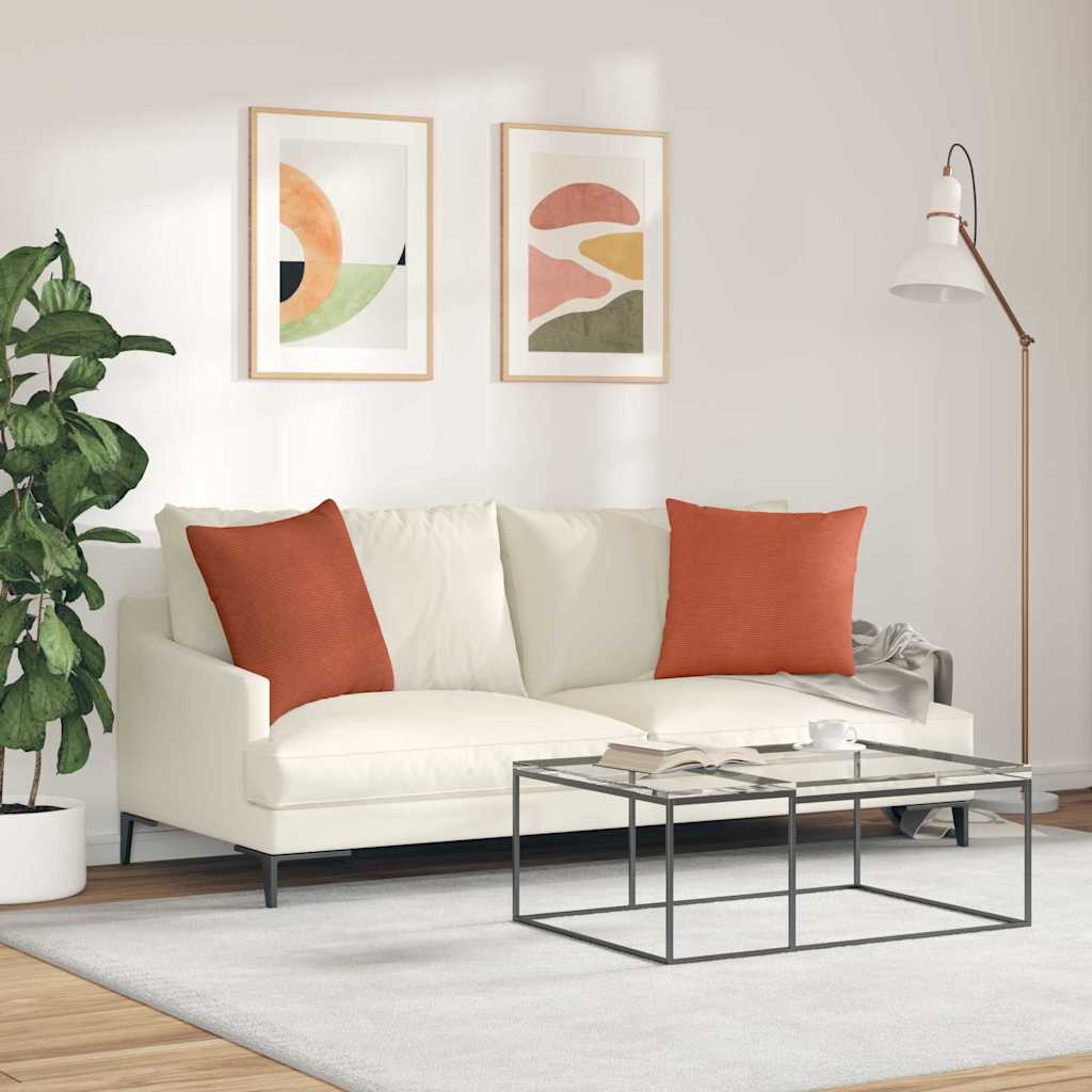 Sofa Kussens 2 stuks Rood-oranje 50 x 50 cm Cordstof is nu te koop bij PeponiXL, paradijselijk wonen!