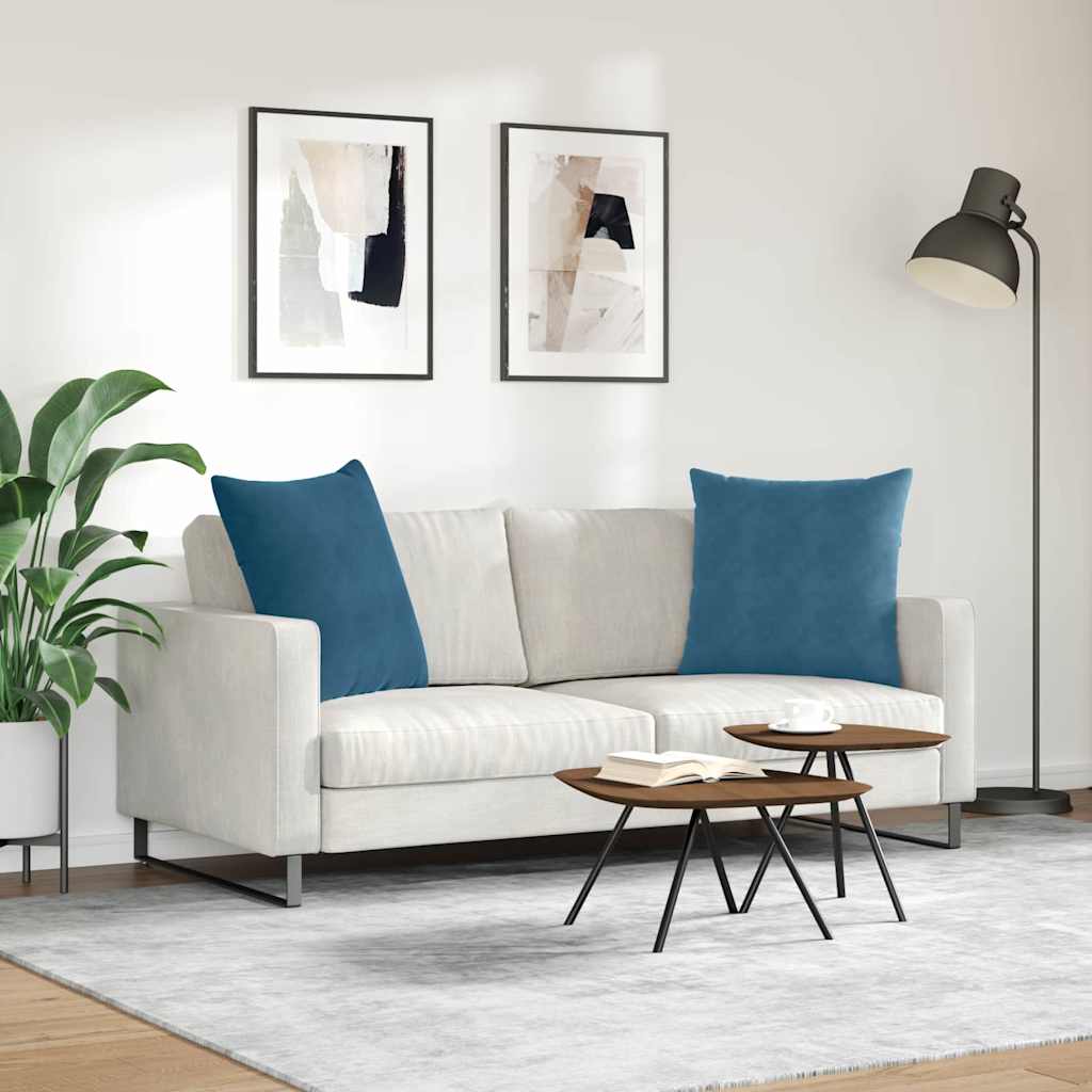 Sofa Kussens 2 stuks Blauw 60 x 60 cm Cordstof is nu te koop bij PeponiXL, paradijselijk wonen!