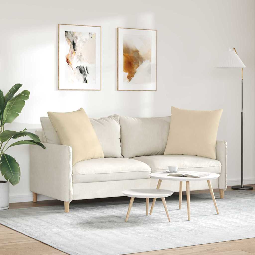 Sofa Kussens 2 stuks Crème 60 x 60 cm Stof is nu te koop bij PeponiXL, paradijselijk wonen!