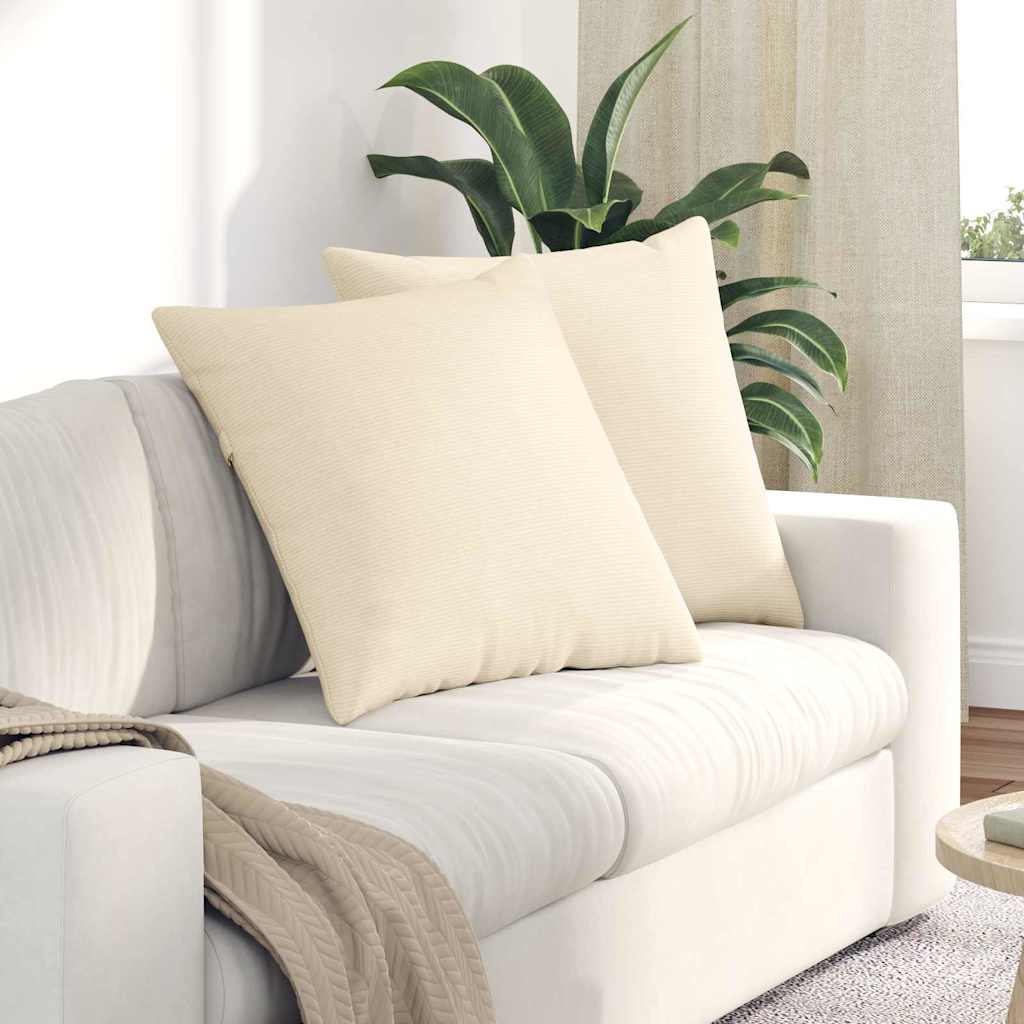 Sofa Kussens 2 stuks Crème 60 x 60 cm Cordstof is nu te koop bij PeponiXL, paradijselijk wonen!