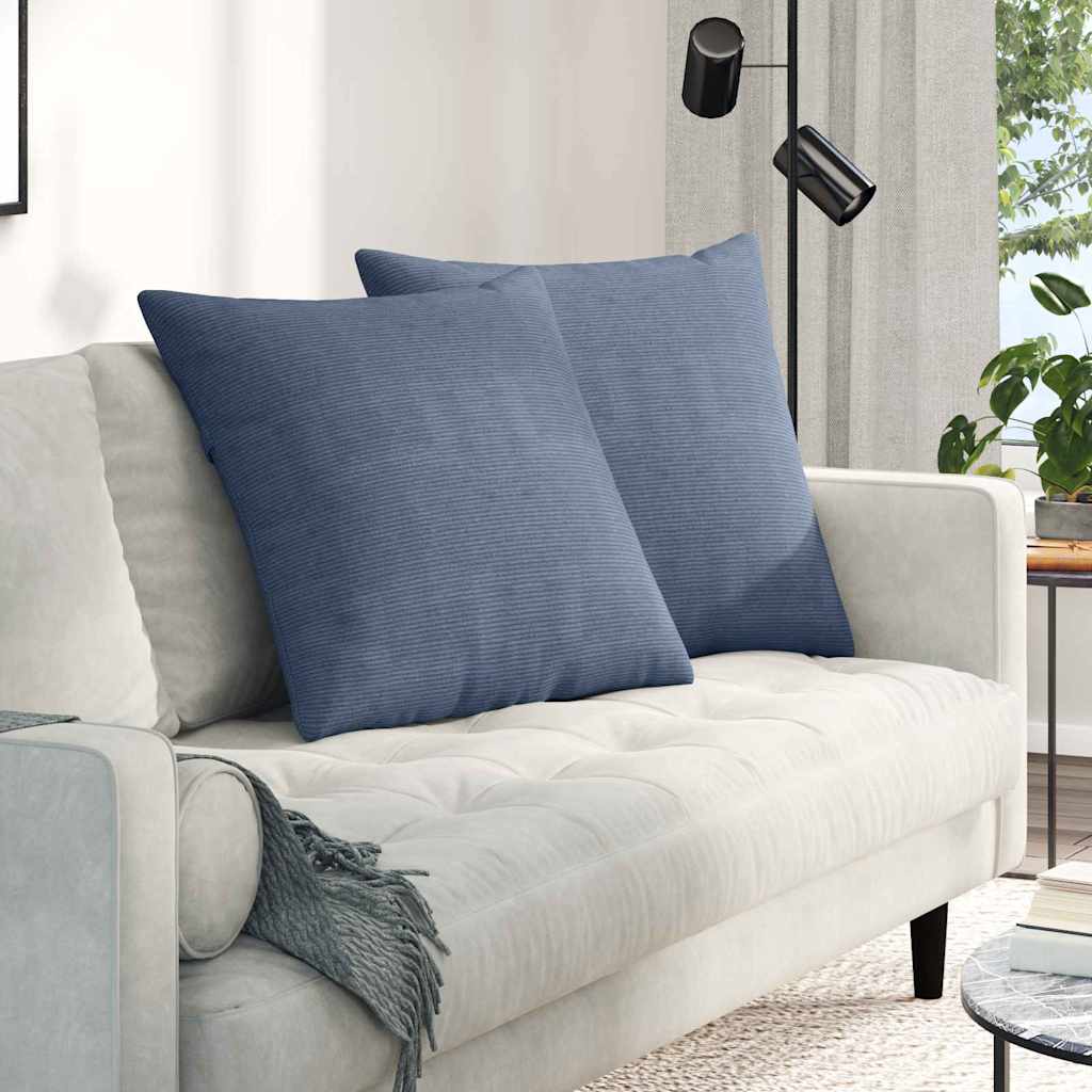 Sofa Kussens 2 stuks Blauw 60 x 60 cm Cordstof is nu te koop bij PeponiXL, paradijselijk wonen!