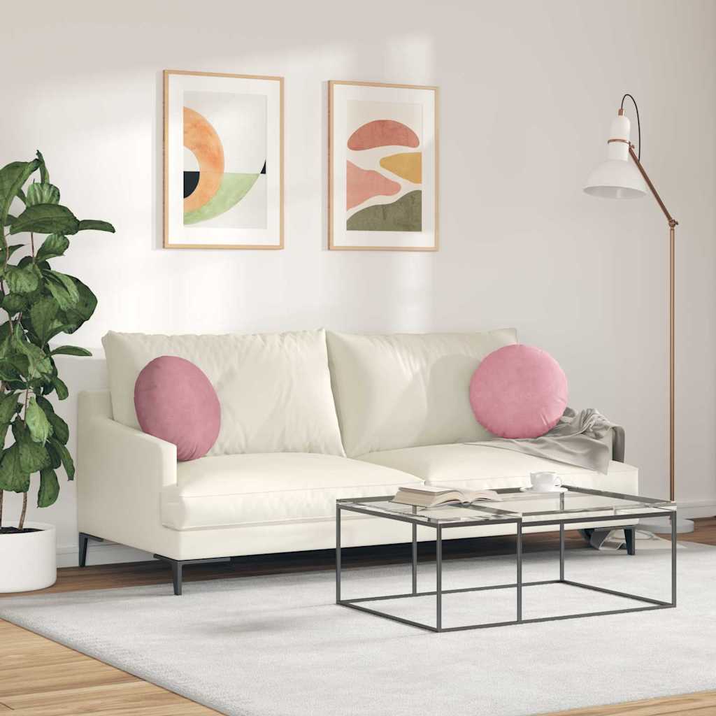 Zitkussens 2 stuks Roze Ø 40 x 13 cm Fluweel is nu te koop bij PeponiXL, paradijselijk wonen!