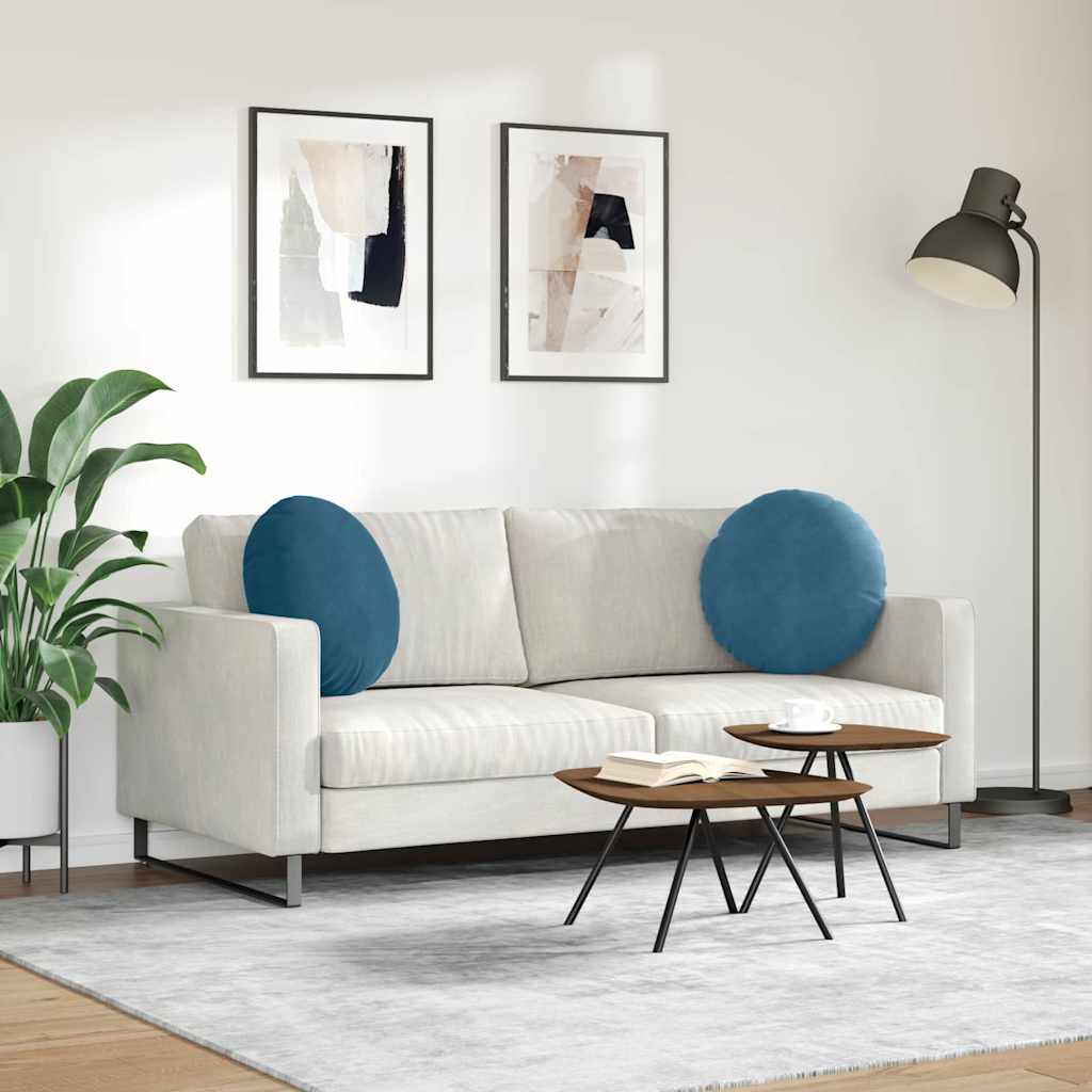 Zitkussens 2 stuks Blauw Ø 40 x 13 cm Fluweel is nu te koop bij PeponiXL, paradijselijk wonen!