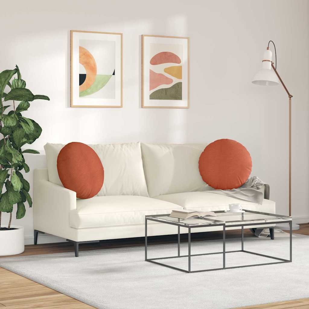 Zitkussens 2 pcs Rood-oranje Ø50 x 19 cm Katoen Stof is nu te koop bij PeponiXL, paradijselijk wonen!