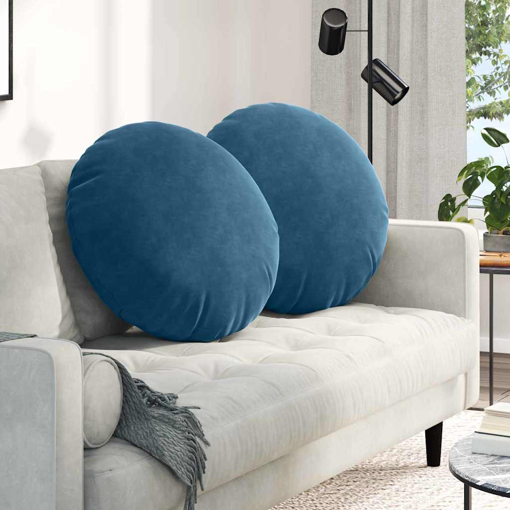 Zitkussens 2 pcs Blauw Ø60 x 21 cm Fluweel is nu te koop bij PeponiXL, paradijselijk wonen!
