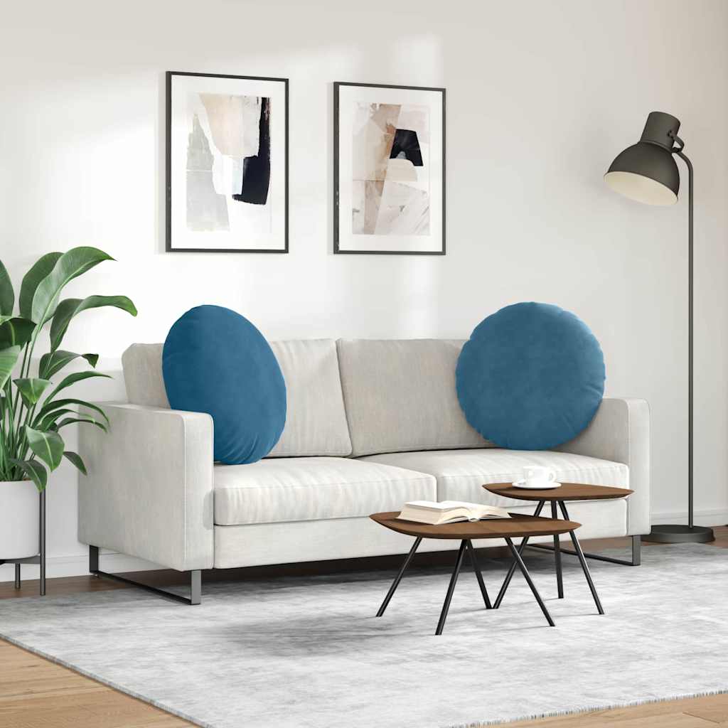 Zitkussens 2 pcs Blauw Ø60 x 21 cm Fluweel is nu te koop bij PeponiXL, paradijselijk wonen!