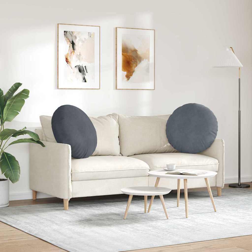 Zitkussens 2 stuks Donkergrijs Ø 40 x 13 cm Fluweel is nu te koop bij PeponiXL, paradijselijk wonen!