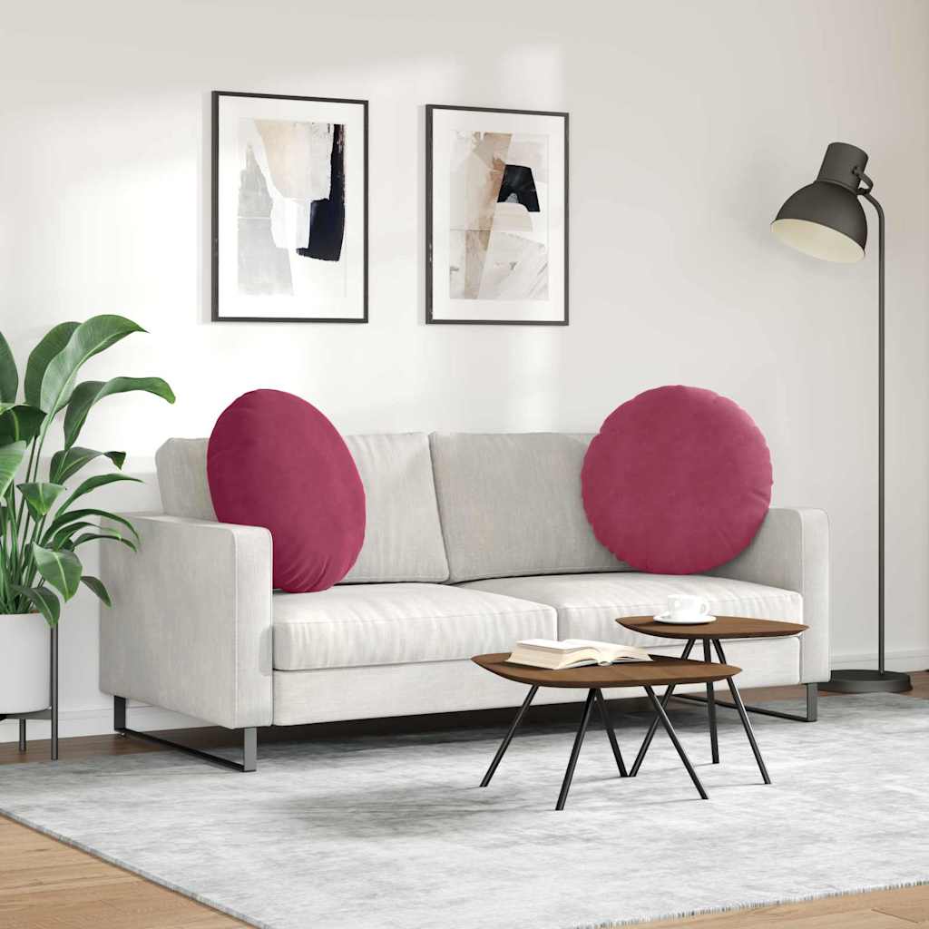 Zitkussens 2 pcs Wijnrood Ø60 x 21 cm Fluweel is nu te koop bij PeponiXL, paradijselijk wonen!