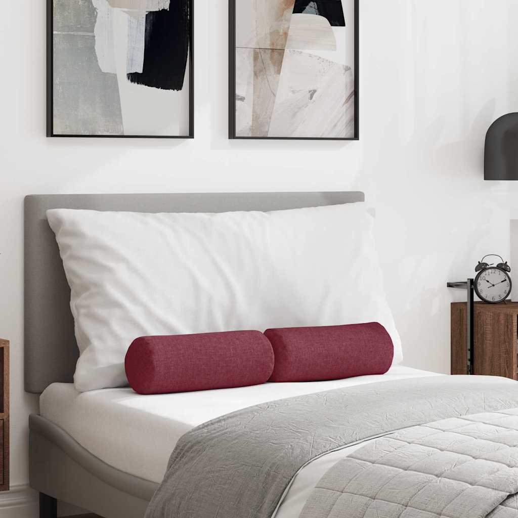 Bolster Kussens 2 stuks Wijnrood Ø 15 x 40 cm Stof is nu te koop bij PeponiXL, paradijselijk wonen!