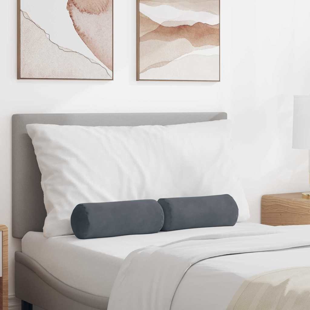 Bolster Kussens 2 stuks Donkergrijs Ø 15 x 40 cm Cordstof is nu te koop bij PeponiXL, paradijselijk wonen!