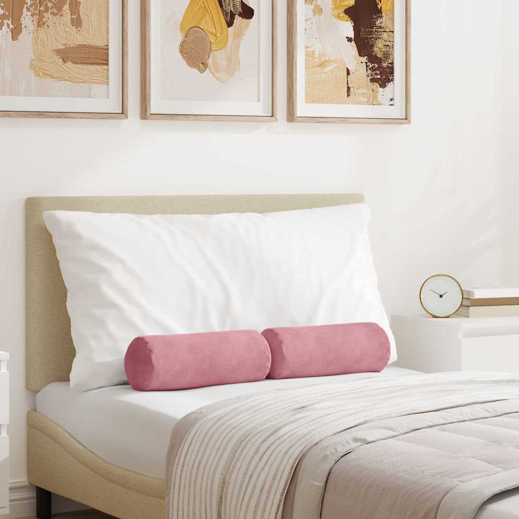 Bolster Kussens 2 stuks Roze Ø 15 x 40 cm Cordstof is nu te koop bij PeponiXL, paradijselijk wonen!
