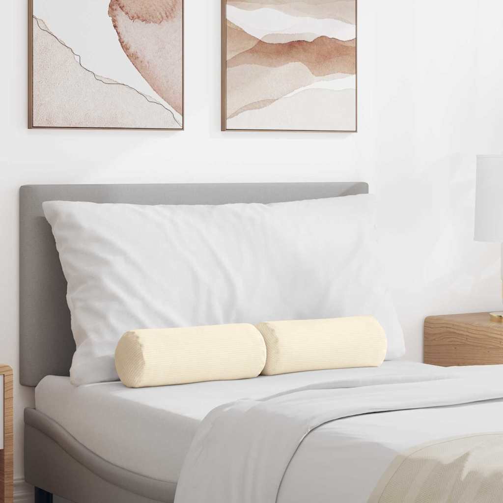 Bolster Kussens 2 stuks Crème Ø 15 x 40 cm Cordstof is nu te koop bij PeponiXL, paradijselijk wonen!