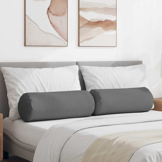 Bolster Kussens 2 stuks Donkergrijs Ø 25 x 70 cm Stof is nu te koop bij PeponiXL, paradijselijk wonen!