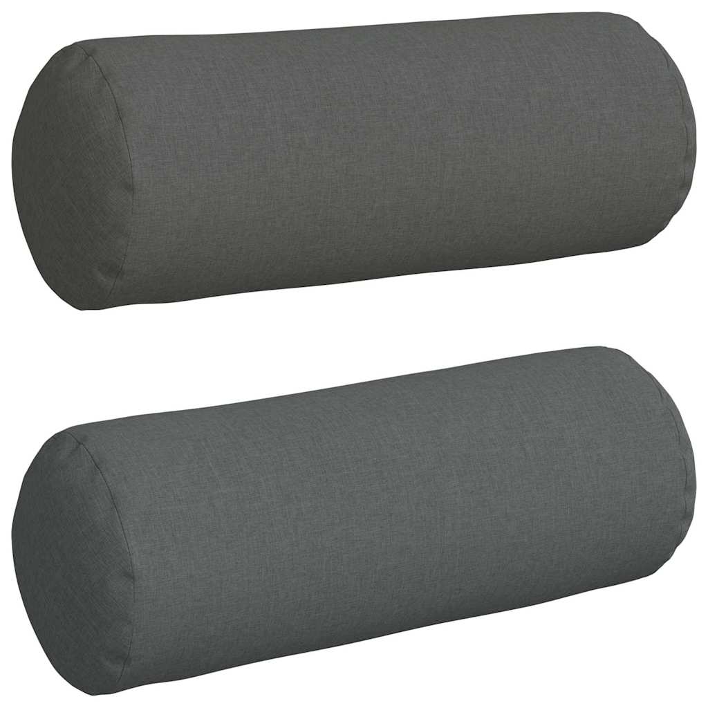Bolster Kussens 2 stuks Donkergrijs Ø 25 x 70 cm Stof is nu te koop bij PeponiXL, paradijselijk wonen!
