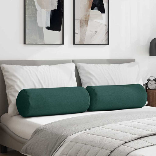 Bolster Kussens 2 stuks Donkergroen Ø 25 x 70 cm Stof is nu te koop bij PeponiXL, paradijselijk wonen!