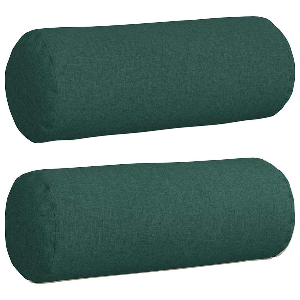 Bolster Kussens 2 stuks Donkergroen Ø 25 x 70 cm Stof is nu te koop bij PeponiXL, paradijselijk wonen!