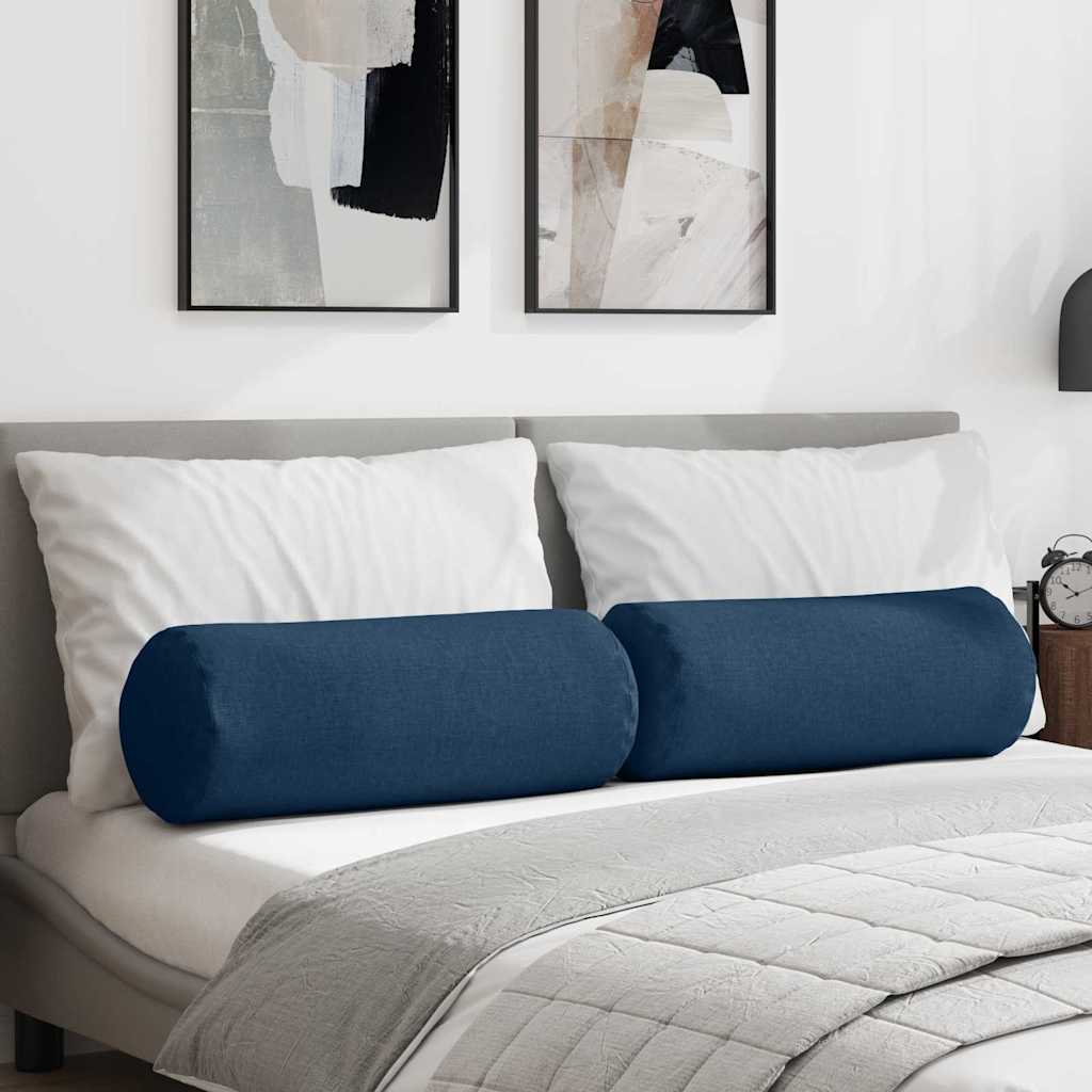 Bolster Kussens 2 stuks Blauw Ø 25 x 70 cm Stof is nu te koop bij PeponiXL, paradijselijk wonen!