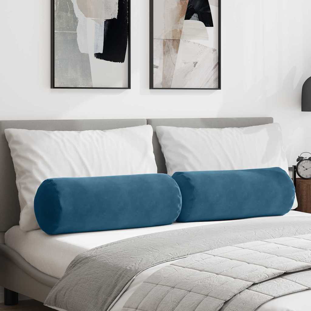 Bolster Kussens 2 stuks Blauw Ø 25 x 70 cm Cordstof is nu te koop bij PeponiXL, paradijselijk wonen!