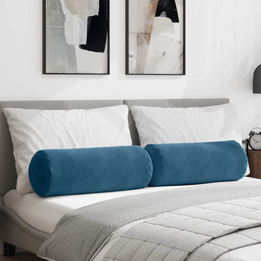 Bolster Kussens 2 stuks Blauw Ø 25 x 70 cm Cordstof is nu te koop bij PeponiXL, paradijselijk wonen!