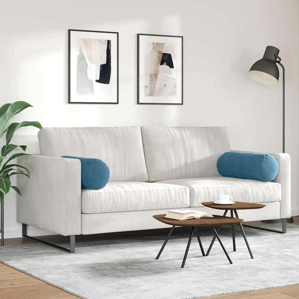 Bolster Kussens 2 stuks Blauw Ø 25 x 70 cm Cordstof is nu te koop bij PeponiXL, paradijselijk wonen!