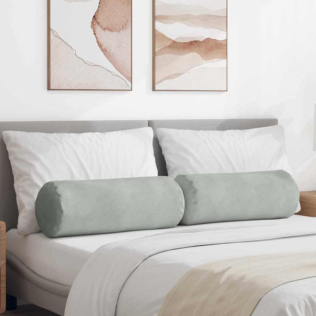 Bolster Kussens 2 stuks Lichtgrijs Ø 25 x 70 cm Cordstof is nu te koop bij PeponiXL, paradijselijk wonen!