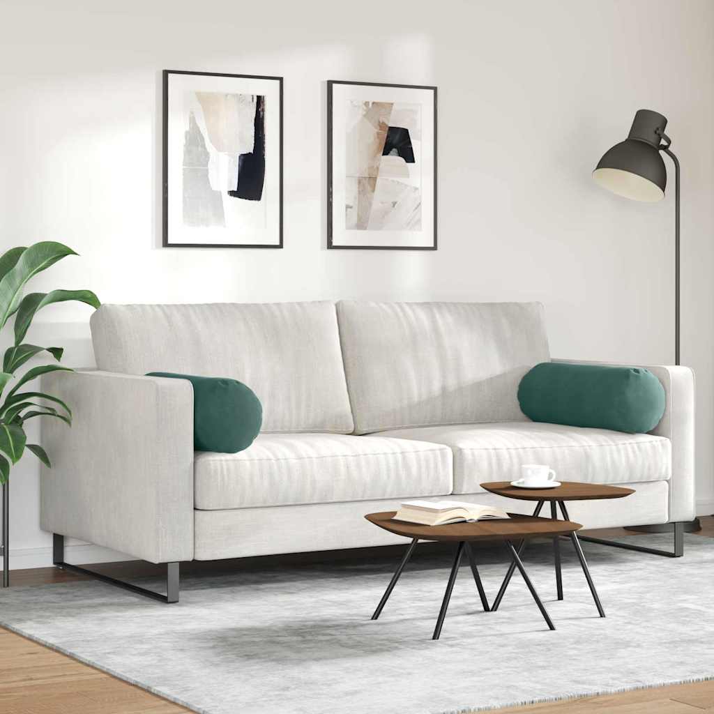 Bolster Kussens 2 stuks Donkergroen Ø 25 x 70 cm Cordstof is nu te koop bij PeponiXL, paradijselijk wonen!