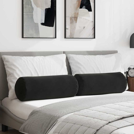 Bolster Kussens 2 stuks Zwart Ø 25 x 70 cm Cordstof is nu te koop bij PeponiXL, paradijselijk wonen!