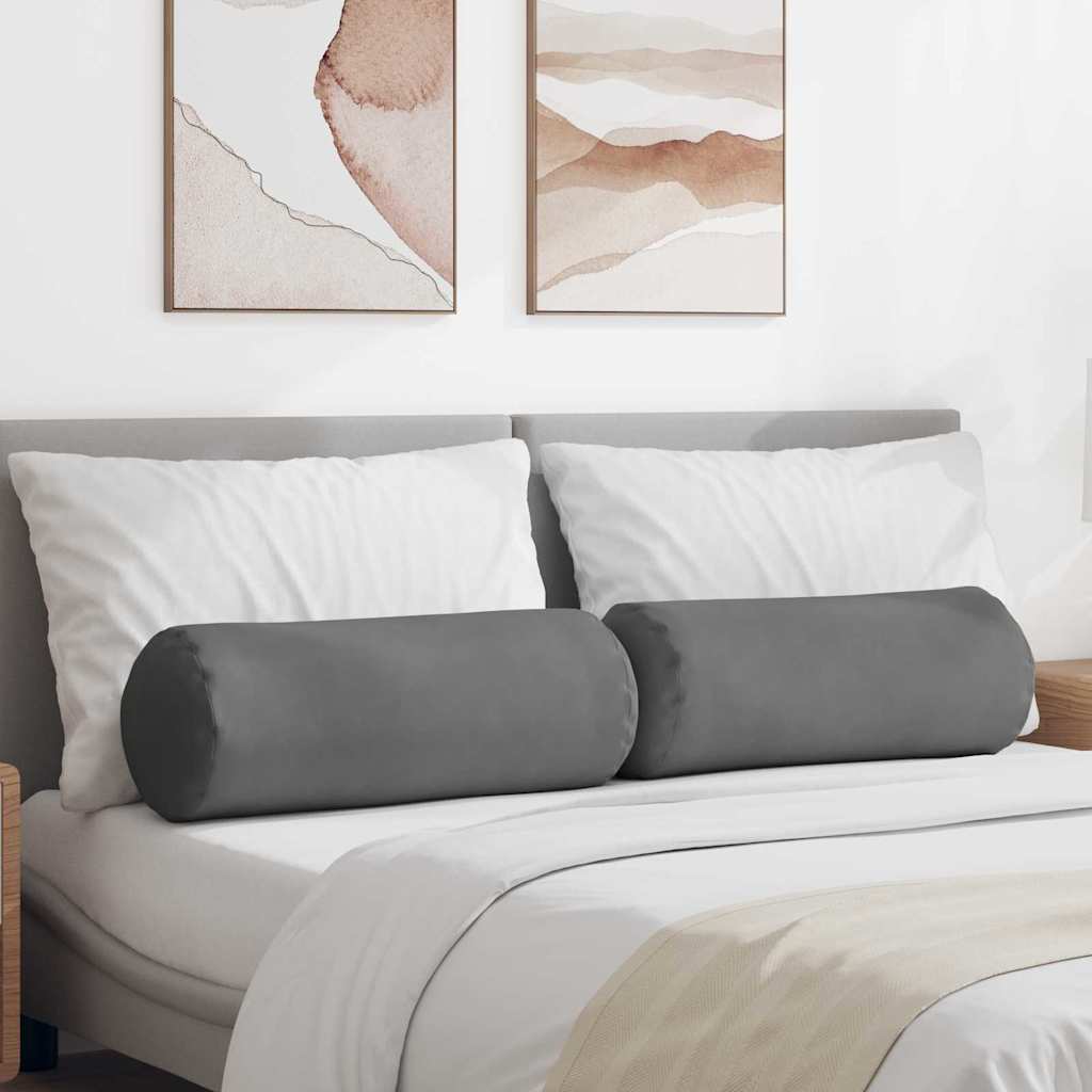 Bolster Kussens 2 stuks Donkergrijs Ø 25 x 70 cm Microvezel Stof is nu te koop bij PeponiXL, paradijselijk wonen!