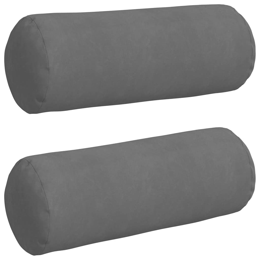 Bolster Kussens 2 stuks Donkergrijs Ø 25 x 70 cm Microvezel Stof is nu te koop bij PeponiXL, paradijselijk wonen!