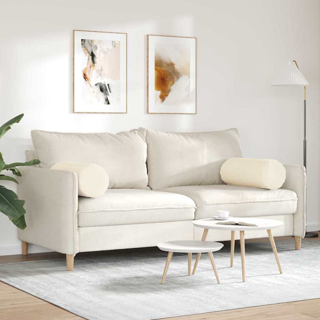 Bolster Kussens 2 stuks Crème Ø 25 x 70 cm Cordstof is nu te koop bij PeponiXL, paradijselijk wonen!