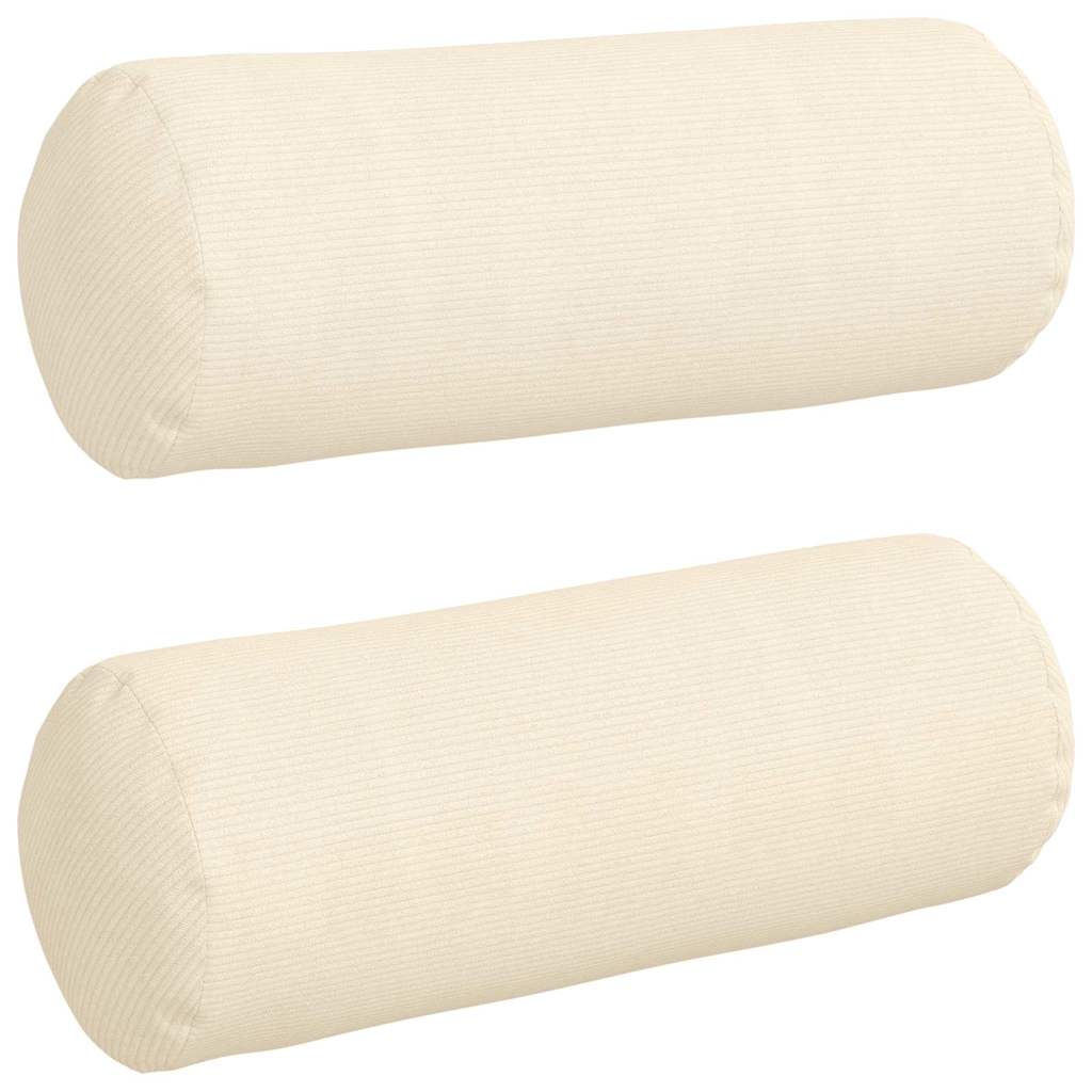 Bolster Kussens 2 stuks Crème Ø 25 x 70 cm Cordstof is nu te koop bij PeponiXL, paradijselijk wonen!
