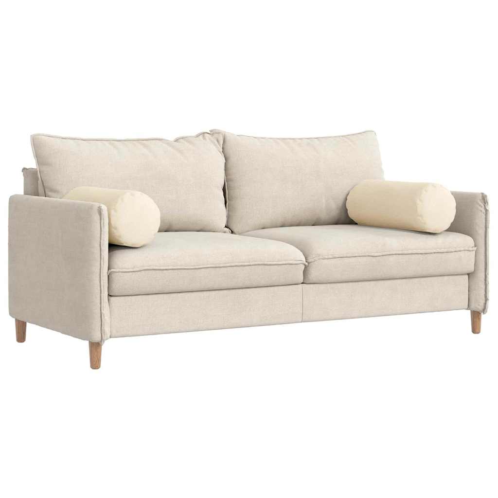 Bolster Kussens 2 stuks Crème Ø 25 x 70 cm Cordstof is nu te koop bij PeponiXL, paradijselijk wonen!