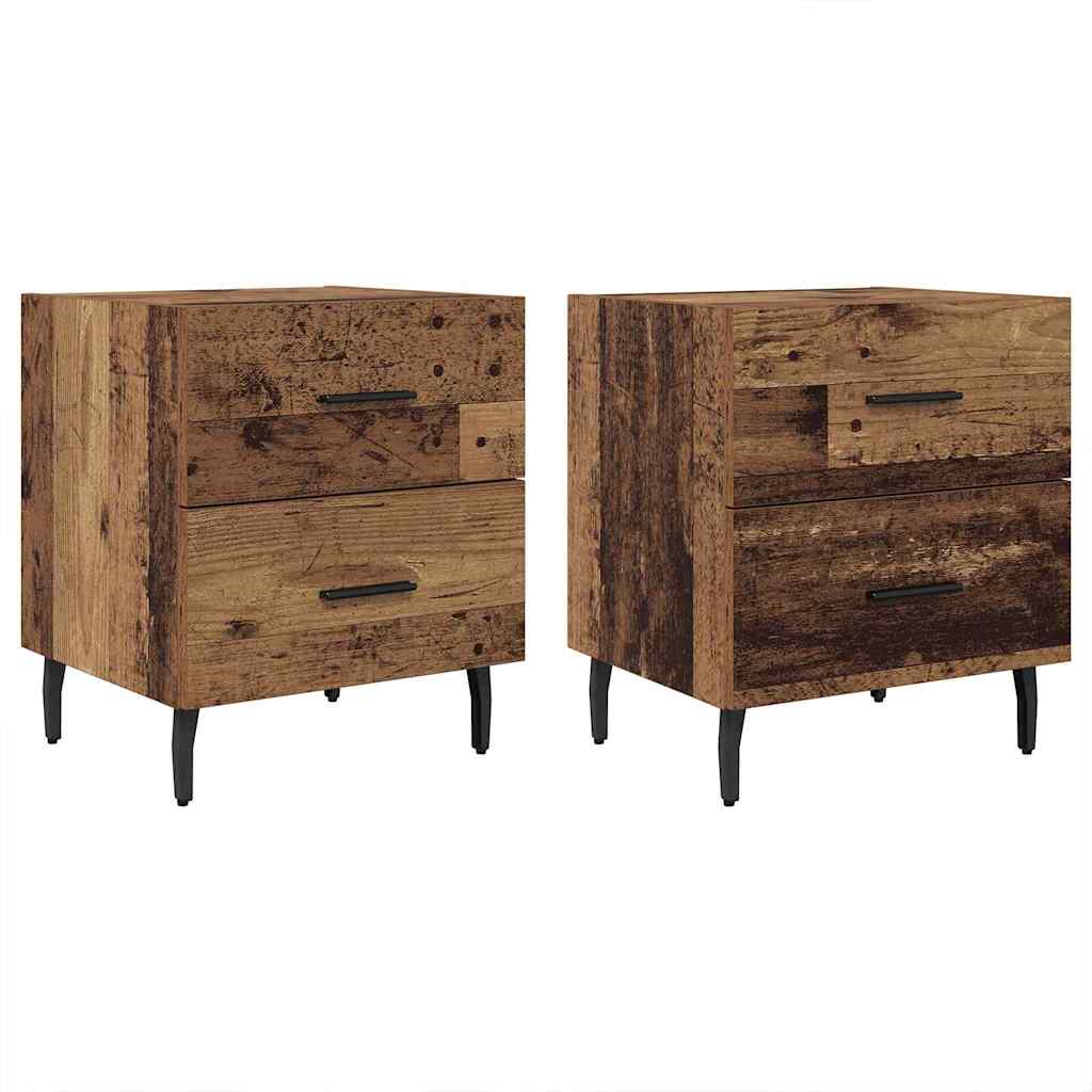 Nachtkastje 2 pcs Oudhout 40 x 35 x 47,5 cm Bewerkt hout is nu te koop bij PeponiXL, paradijselijk wonen!